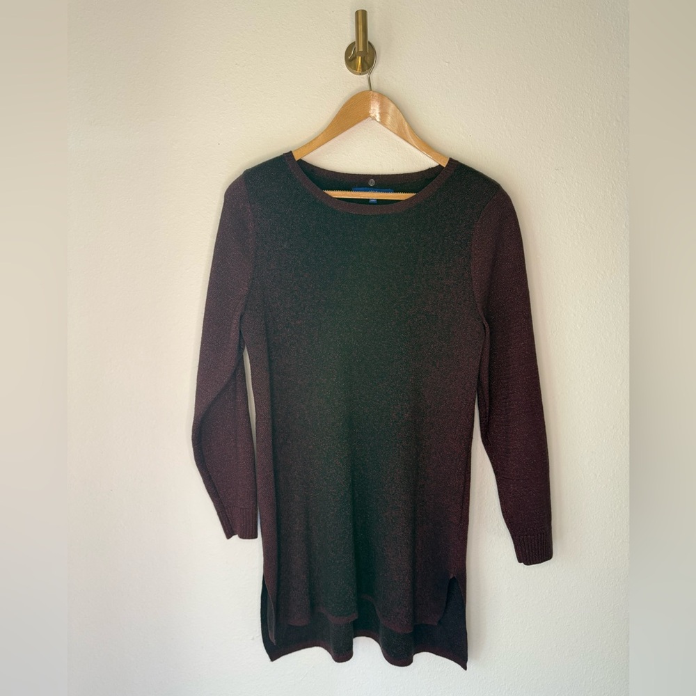 Apt. 9 Burgundy & Black Metallic Knit Tunic Sweater size 0X